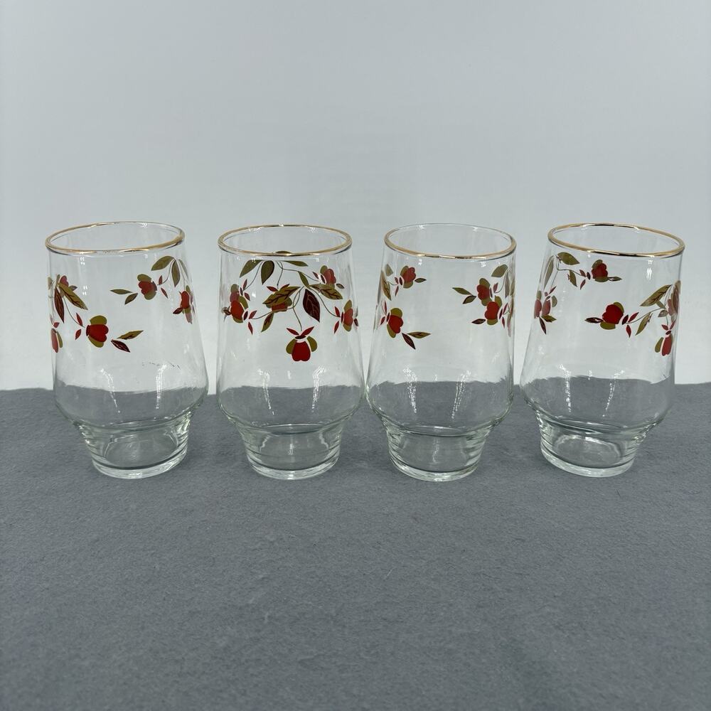 Vintage Hall Autumn Leaf 13 Oz Set of 4 Glassware Short Brockway Tumbler 226301